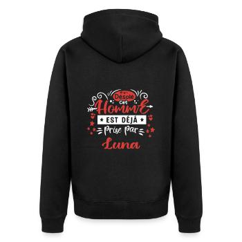 Cadeau Homme déja pris par Luna - Veste à capuche bio Premium Unisexe - noir - Dos - Nico (187cm)