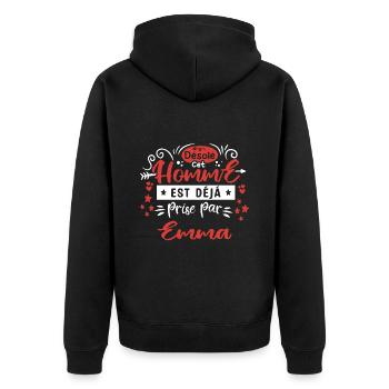 Cadeau Homme déja pris par Emma - Veste à capuche bio Premium Unisexe - noir - Dos - Nico (187cm)
