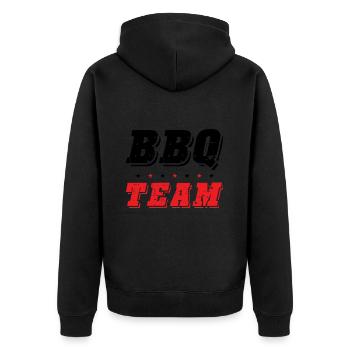 Bbq Team - Unisex Premium Bio Zip Hoodie - Schwarz - Hinten - Nico (187cm)