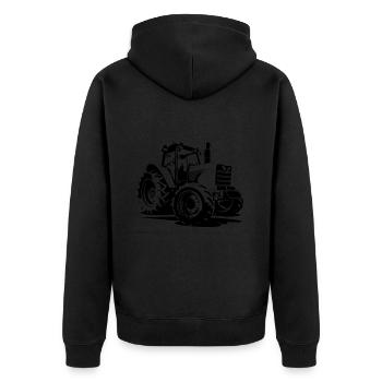 Traktor Bauer Farmer Symbol - Unisex Premium Bio Zip Hoodie - Schwarz - Hinten - Nico (187cm)