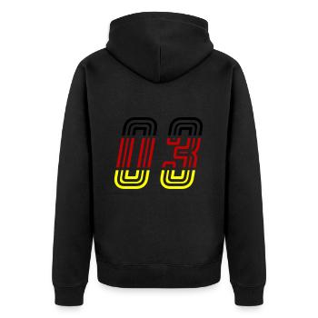 3 Zahl symbol Germany - Unisex Premium Bio Zip Hoodie - Schwarz - Hinten - Nico (187cm)