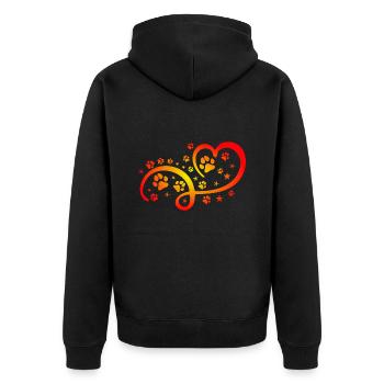 Herz mit Pfötchen und Sternen - Unisex Premium Bio Zip Hoodie - Schwarz - Hinten - Nico (187cm)