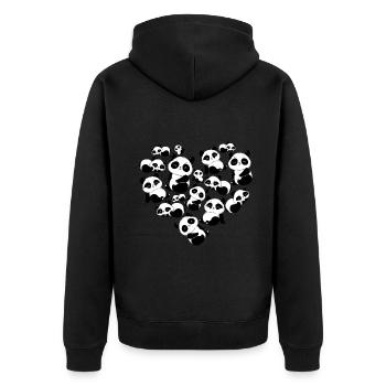 Herz Pandabär Panda - Unisex Premium Bio Zip Hoodie - Schwarz - Hinten - Nico (187cm)