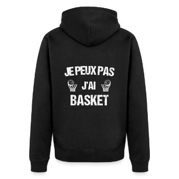 je peux pas j ai basket - Veste à capuche bio Premium Unisexe - noir - Dos - Nico (187cm)