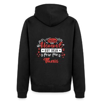 Cadeau Homme déja pris par Thais - Veste à capuche bio Premium Unisexe - noir - Dos - Nico (187cm)