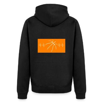 Basketball Herzschlag heartbeat Streetball - Unisex Premium Bio Zip Hoodie - Schwarz - Hinten - Nico (187cm)