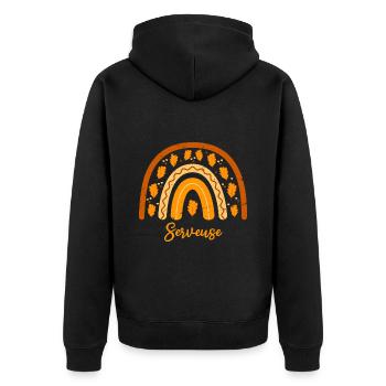 Zur besten Kellnerin gewählt | Kellnerin Geschenkidee - Unisex Premium Bio Zip Hoodie - Schwarz - Hinten - Nico (187cm)
