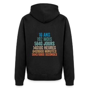 16 Ans Anniversaire - cadeau d'anniversaire - Veste à capuche bio Premium Unisexe - noir - Dos - Nico (187cm)