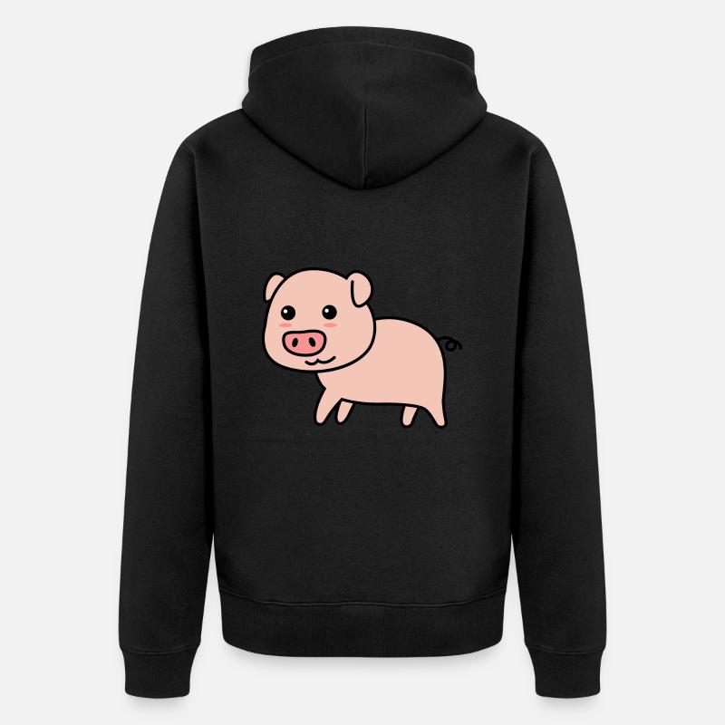 Porc Comic Animal - Veste à capuche bio Premium Unisexe - noir