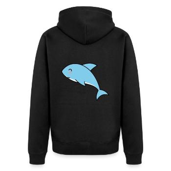 Hai Comic Tier - Unisex Premium Bio Zip Hoodie - Schwarz - Hinten - Nico (187cm)