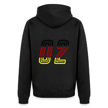 2 Zahl symbol Germany - Unisex Premium Bio Zip Hoodie - Schwarz - Hinten - Nico (187cm)