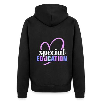 Special education - Unisex Premium Bio Zip Hoodie - Schwarz - Hinten - Nico (187cm)