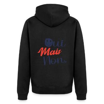 Oui Mais Non Visage Souriant Humour Drôles - Veste à capuche bio Premium Unisexe - noir - Dos - Nico (187cm)