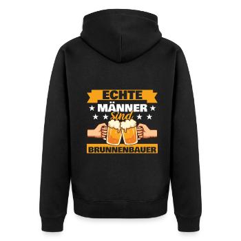 Echte Männer sind Brunnenbauer - Unisex Premium Bio Zip Hoodie - Schwarz - Hinten - Nico (187cm)
