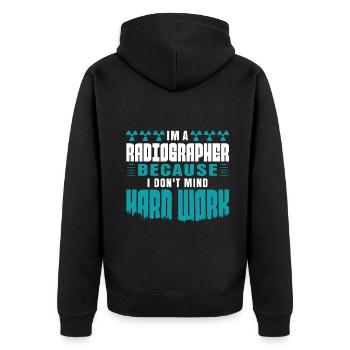 I'm the radiographer I make the rules - Unisex Premium Bio Zip Hoodie - Schwarz - Hinten - Nico (187cm)