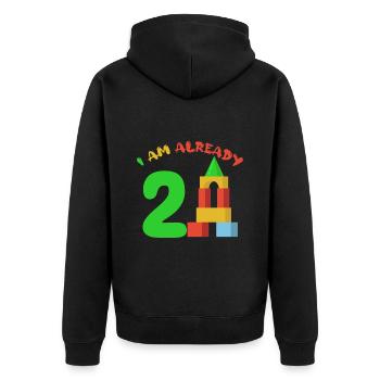 I am already 2 years old 2nd birthday - Unisex Premium Organic Zip Hoodie - black - Back - Nico (187cm)