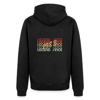 Legend Since 1983 - Unisex Premium Bio Zip Hoodie - Schwarz - Hinten - Nico (187cm)