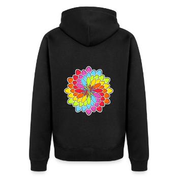 Rainbow Blossom - Unisex Premium Organic Zip Hoodie - black - Back - Nico (187cm)