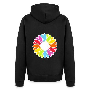 Mandala de fleurs arc-en-ciel - Veste à capuche bio Premium Unisexe - noir - Dos - Nico (187cm)