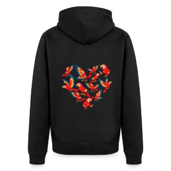 Herz Papagei - Unisex Premium Bio Zip Hoodie - Schwarz - Hinten - Nico (187cm)