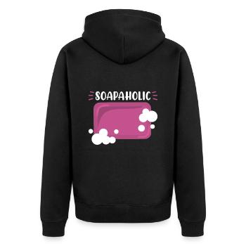Homemade Soap House-Wife Hobby Crafting - Unisex Premium Organic Zip Hoodie - black - Back - Nico (187cm)