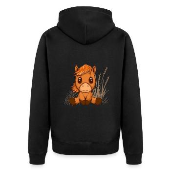 Pferd süß Mädchen Pferde reiten Geschenk niedlich - Unisex Premium Bio Zip Hoodie - Schwarz - Hinten - Nico (187cm)