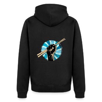 Sticks musician drums chopsticks - Unisex Premium Organic Zip Hoodie - black - Back - Nico (187cm)