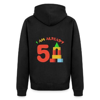 I am already 5 years old 5th birthday - Unisex Premium Organic Zip Hoodie - black - Back - Nico (187cm)