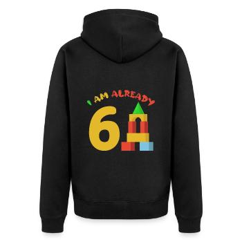 I am already 6 years old 6th birthday - Unisex Premium Organic Zip Hoodie - black - Back - Nico (187cm)