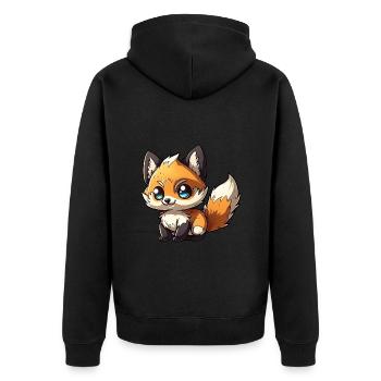 Süßes Baby Fuchs Chibi - Unisex Premium Bio Zip Hoodie - Schwarz - Hinten - Nico (187cm)