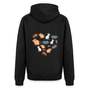 Herz Mäuse Maus - Unisex Premium Bio Zip Hoodie - Schwarz - Hinten - Nico (187cm)