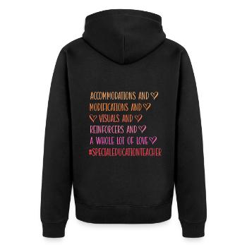 #SpecialEducationTeacher - Unisex Premium Bio Zip Hoodie - Schwarz - Hinten - Nico (187cm)