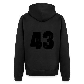 Maillot numéro 43 - Veste à capuche bio Premium Unisexe - noir - Dos - Nico (187cm)