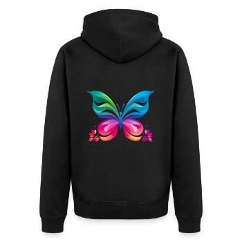 Rainbow Butterfly - Unisex Premium Organic Zip Hoodie - black - Back - Nico (187cm)