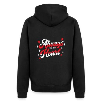 February 14 Valentine's Day Gift Heart Love - Unisex Premium Organic Zip Hoodie - black - Back - Nico (187cm)