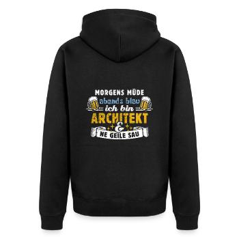 Morgens müde abends blau - Architekt - Unisex Premium Bio Zip Hoodie - Schwarz - Hinten - Nico (187cm)