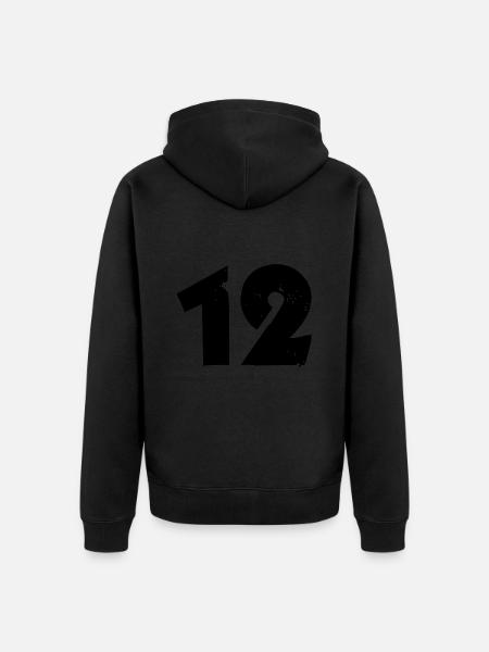 12 Zahl - Unisex Premium Bio Zip Hoodie - Schwarz