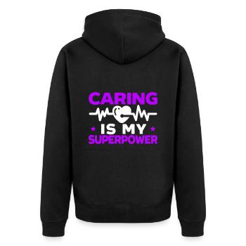 In My Caregiver Era Caregiving Nursing Caregiver - Unisex Premium Bio Zip Hoodie - Schwarz - Hinten - Nico (187cm)