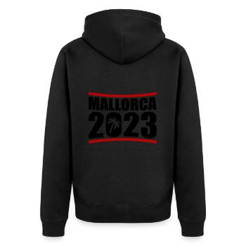 Mallorca 2023 - Unisex Premium Organic Zip Hoodie - black - Back - Nico (187cm)