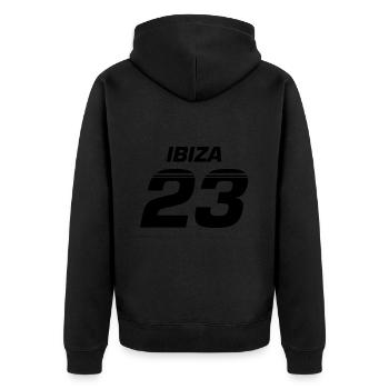 Ibiza 23 - Unisex Premium Organic Zip Hoodie - black - Back - Nico (187cm)