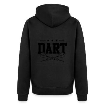 dart darts - Unisex Premium Bio Zip Hoodie - Schwarz - Hinten - Nico (187cm)