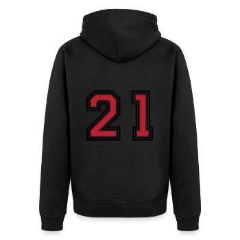21 Zahl symbol - Unisex Premium Bio Zip Hoodie - Schwarz - Hinten - Nico (187cm)
