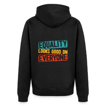 Gleichberechtigung Lgbt Schwule Lesben Transgender - Unisex Premium Bio Zip Hoodie - Schwarz - Hinten - Nico (187cm)