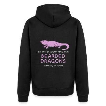 I’d rather spend time with Bearded Dragons - Unisex Premium Bio Zip Hoodie - Schwarz - Hinten - Nico (187cm)