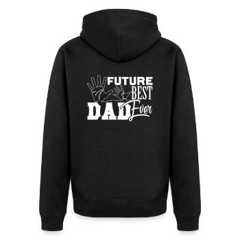 Vatertag Zukunft bester Vater aller Zeiten - Unisex Premium Bio Zip Hoodie - Schwarz - Hinten - Nico (187cm)
