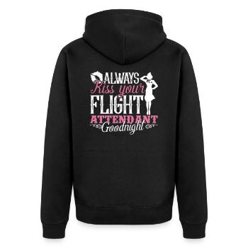 Flight Attendant Kiss Your Flight Attendant - Unisex Premium Organic Zip Hoodie - black - Back - Nico (187cm)