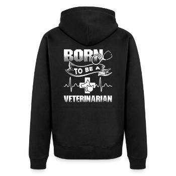 Tierarzt geboren, um ein Tierarzt zu sein - Unisex Premium Bio Zip Hoodie - Schwarz - Hinten - Nico (187cm)