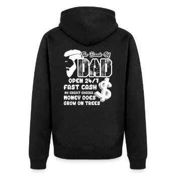 Fête des pères The Bank Of Dad - Veste à capuche bio Premium Unisexe - noir - Dos - Nico (187cm)