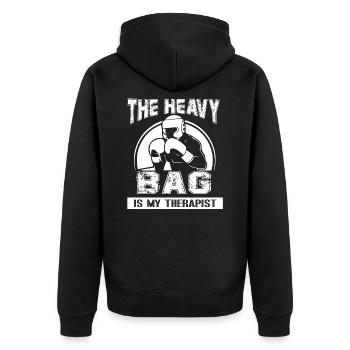 Kick Boxing Kick Boxing Is My Therapy - Unisex Premium Organic Zip Hoodie - black - Back - Nico (187cm)