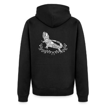 Bartagame Bartagame Blumenmuster - Unisex Premium Bio Zip Hoodie - Schwarz - Hinten - Nico (187cm)